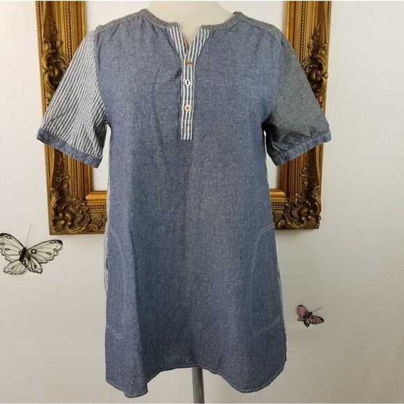 Love tree multi color and texture chambray tunic - Picture 2 of 7